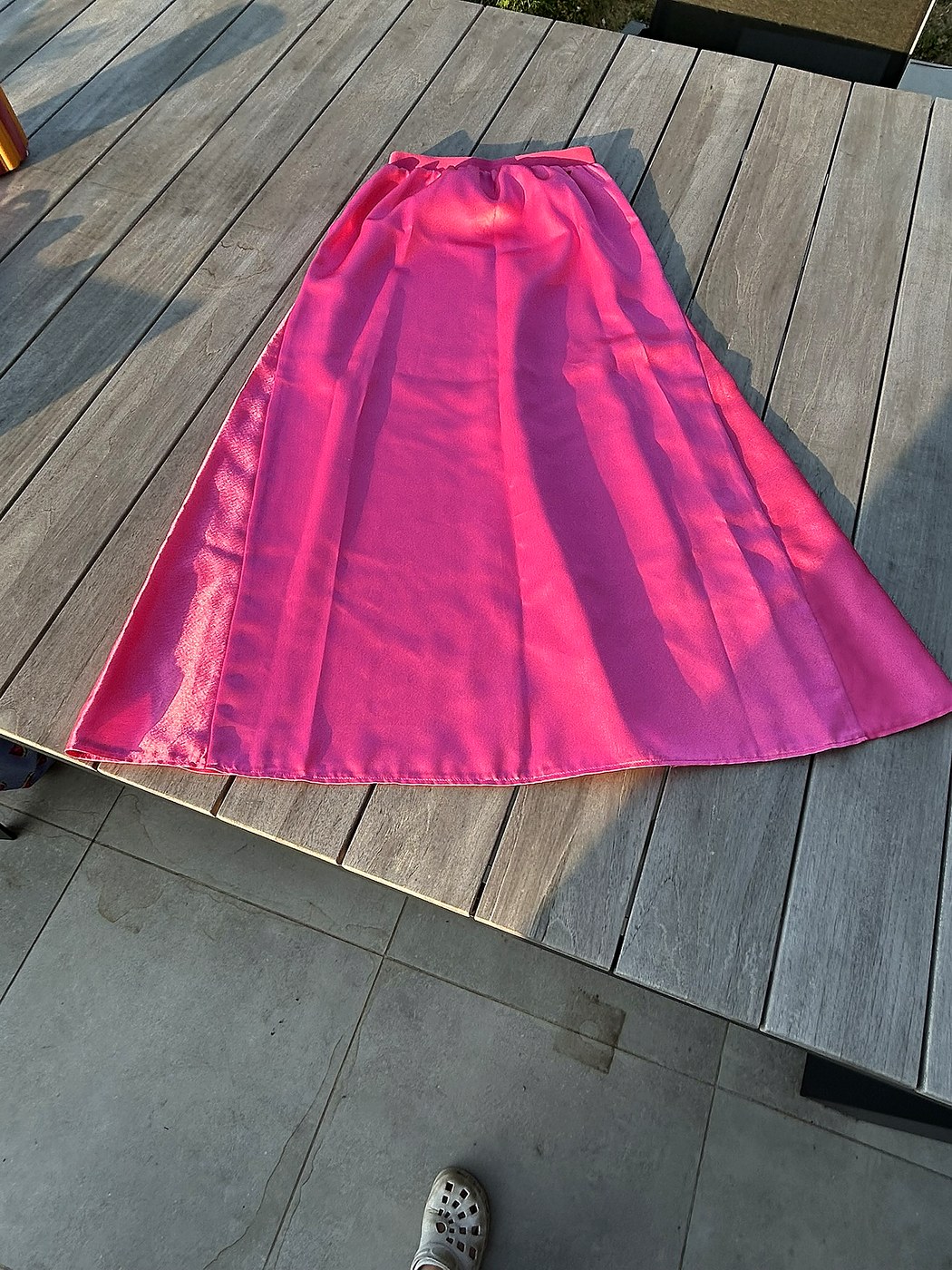Roze satijnen showrok (2)