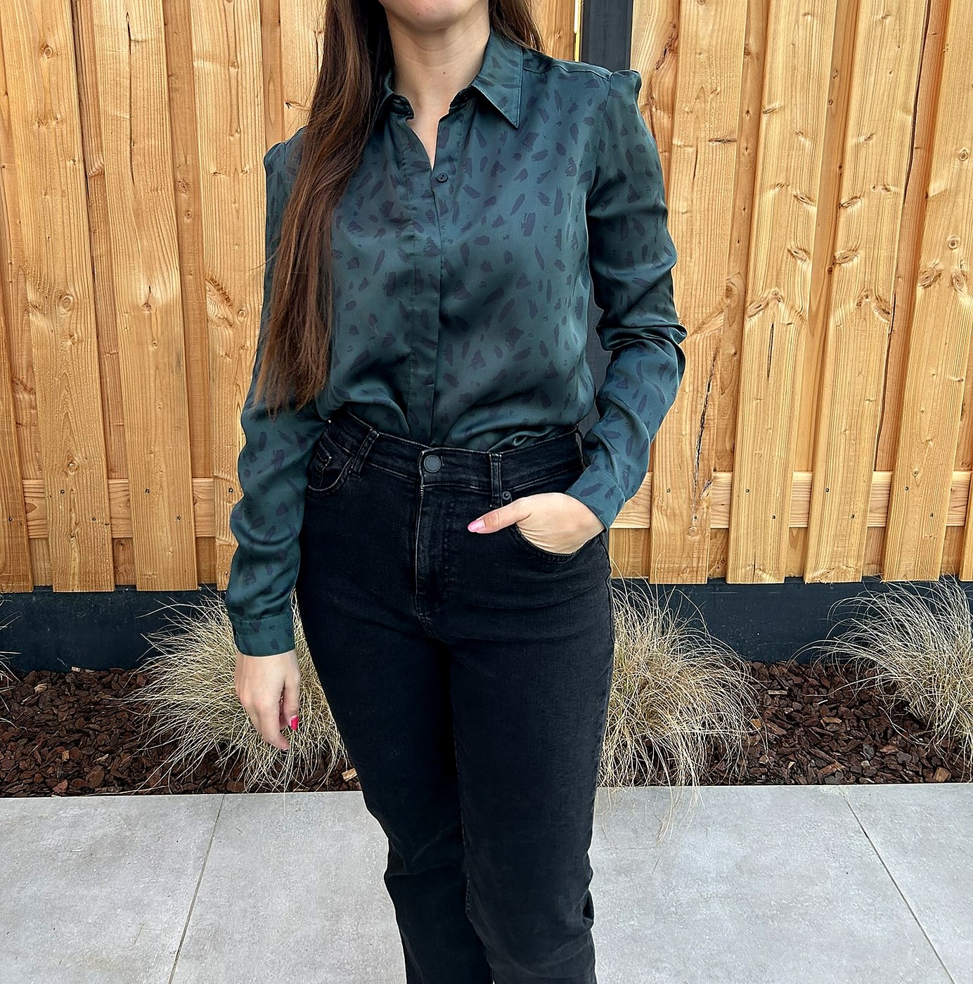 Groene luipaardblouse
